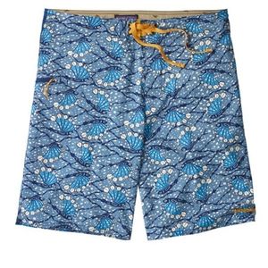 Patagonia Planing Board Shorts Hexy Fish Blue Print Size 36